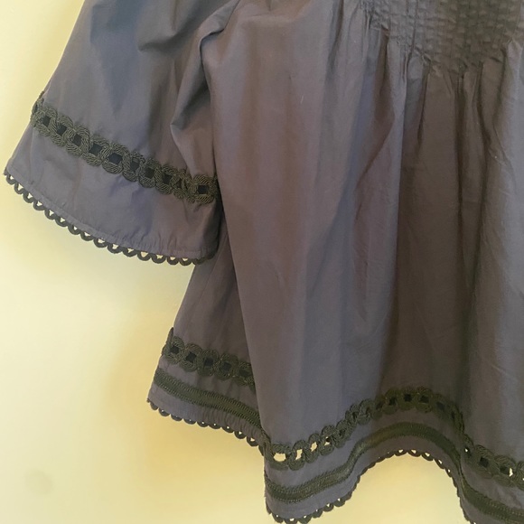 DEREK LAM 10 CROSBY Navy Cotton Eyelet Pintuck Top - Picture 8 of 8